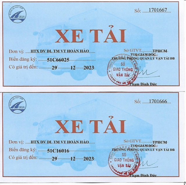Xin phù hiệu và giấy phép kd vận tải